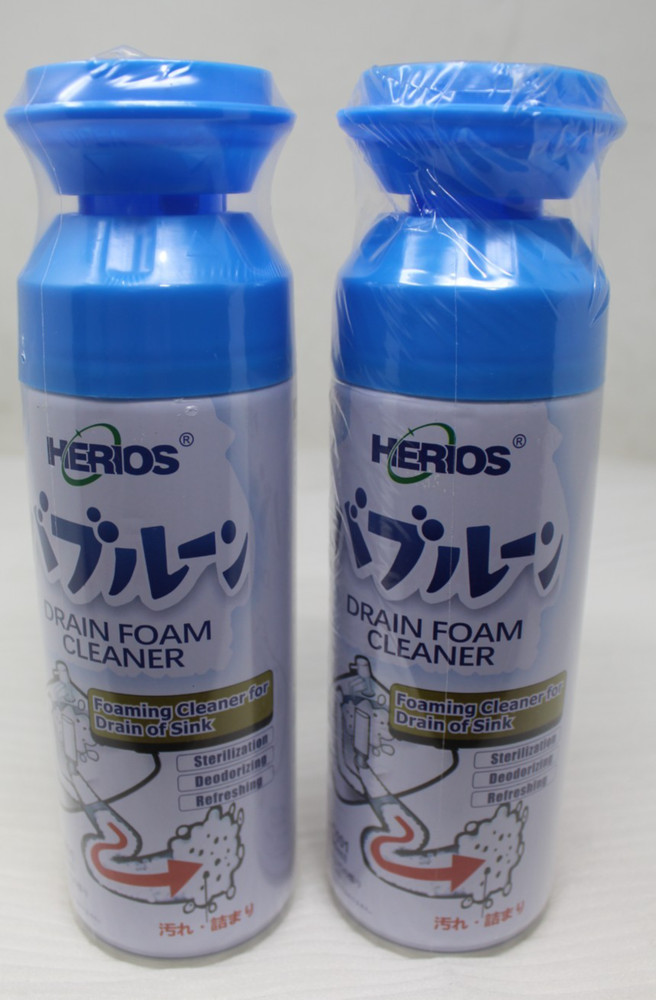 BRAND NEW 2X Foaming Drain Cleaner HERIOS Sink Pipe Odor Removal Cleaning Foam