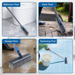 Deck Brush with Long Handle, 2 in 1 Floor Scrub Brush for Cleaning, 56″ Stiff