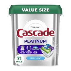 Cascade Platinum Dishwasher Pods, Dishwasher Detergent Soap Tabs, Fresh,71 Count