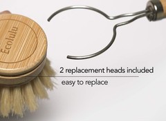 Ecolulu Natural Bamboo Dish Brush & Wood Bottle Brush For Wide Mouth Bottles Cup
