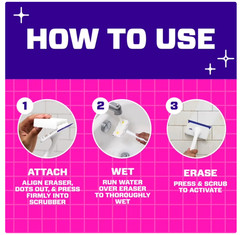 Mr. Clean Magic Eraser Shower & Tub Scrubber, 1 Device + 2 Refills, White