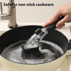 Soap Dispensing Dish Brush with Handle, Kitchen Scrub Brush for Dishes Pots P…