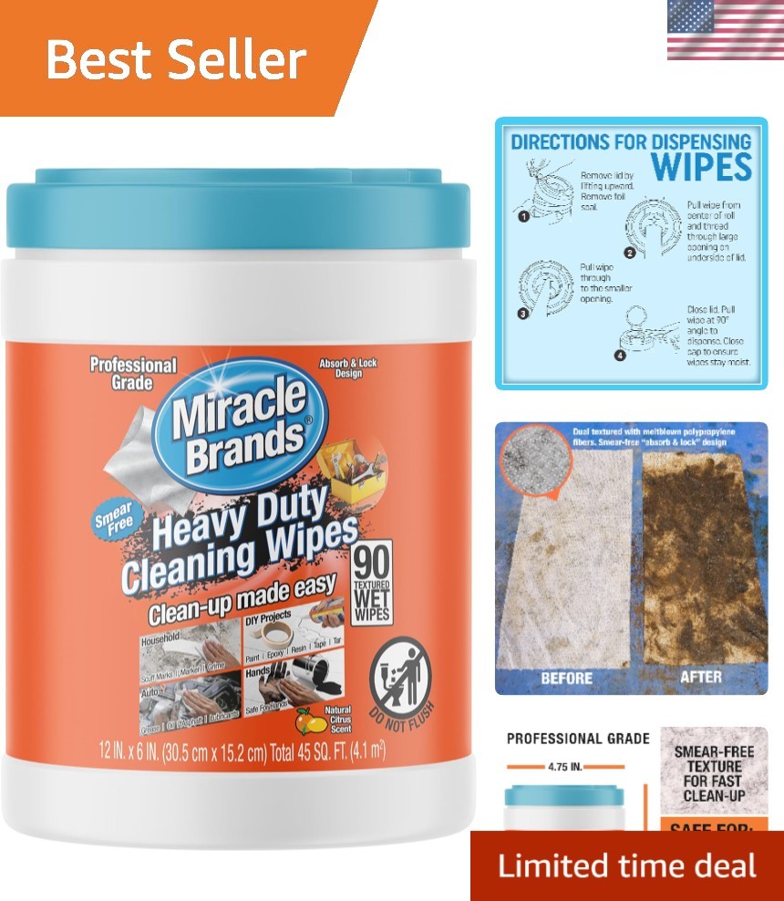 Heavy Duty All-Purpose Cleaning Wipes – Coconut Scent, 90 Count