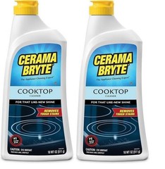 Cerama Bryte Removes Tough Stains Cooktop and Stove Top Cleaner for Glass 2 Pack