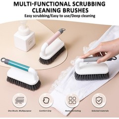 Heavy Duty Scrub Brush with Long Handle for Bathroom Shower Tile Kitchen Sink