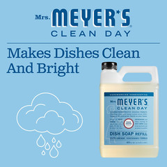 Mrs. Meyer’s Clean Day Liquid Dish Soap Refill, Biodegradable, Rain Water, 48 Oz