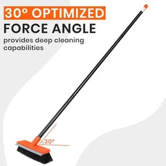 Deck Brush with Long Handle, Stiff Bristle Floor Scrub Broom, 55” Outdoor Sc…