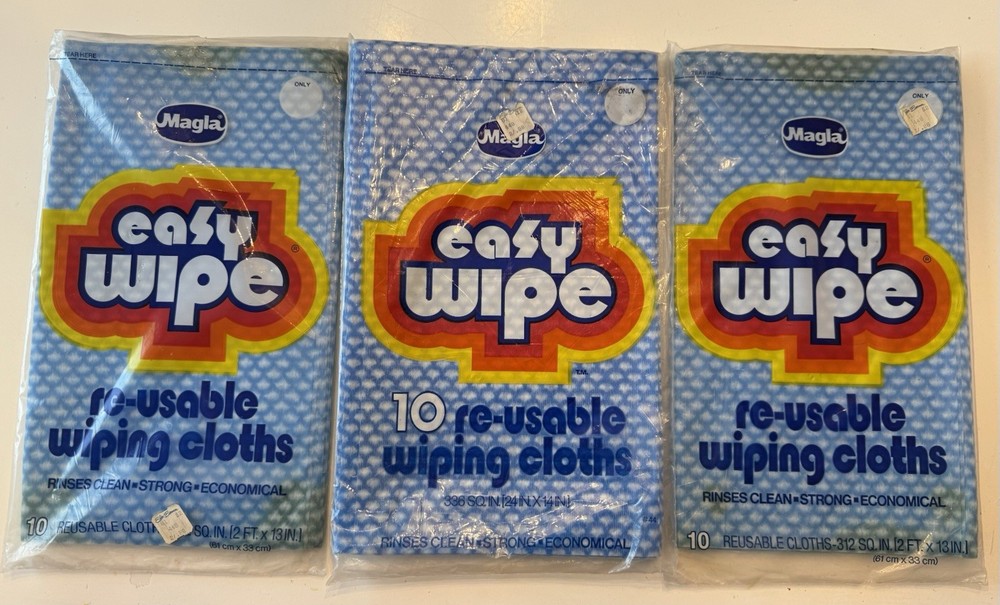 Magla Easy Wipe ReUsable Wiping Cloths (3 Packs/10 Per Pack) #44-701; 100% Rayon