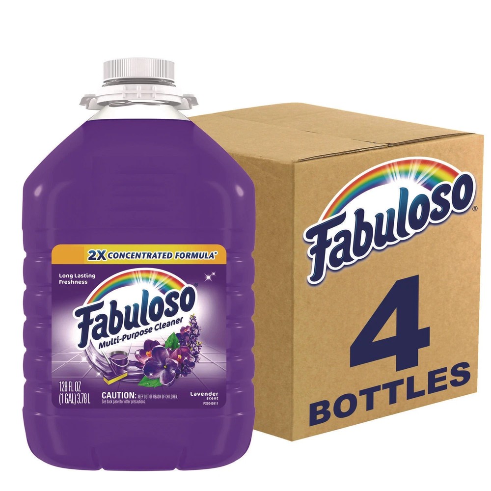 Fabuloso Multi-use Cleaner, Lavender Scent, 1 gal Bottle, 4/Carton