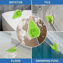 Shower Cleaning Brush 37” Shower Scrubber Tile Tub Scrubber with Long Handle