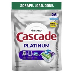 Platinum Dishwasher Pods Detergent Soap Tabs Fresh Scent 26 Count Dishwashing