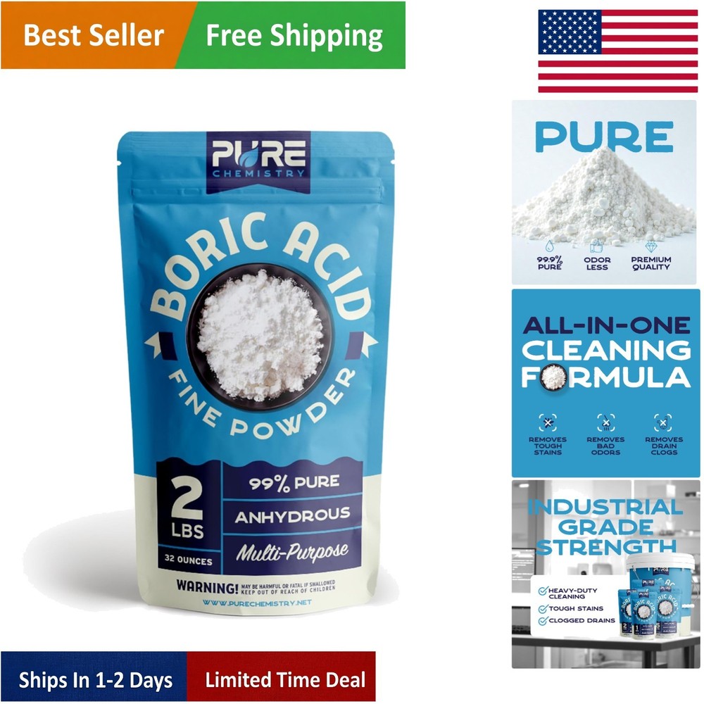 2 lbs Boric Acid Granular Powder – Fast-Acting Stain Remover & Odor Eliminator