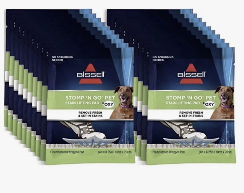 Bissel Stomp ‘N Go Pet Lifting Pads + Oxy Stain Carpet Rug Cleaning, 20 Pack