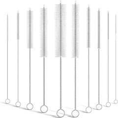 10-Packs Long Straw Cleaner Brush Set, 8.7-Inch, Mixed Sizes | Reusable Stainles