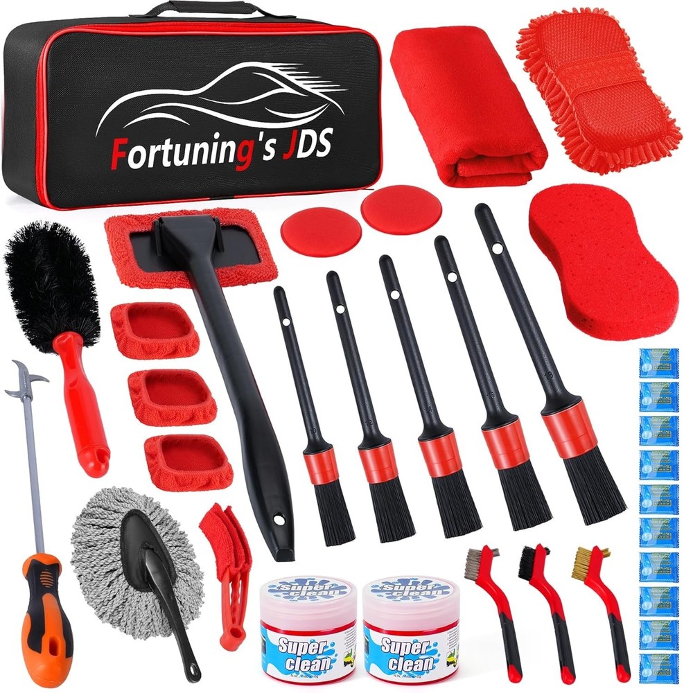 Set De Cepillos Para Detallado De Autos Kit De Detallado Autos De Limpieza 34 Pz