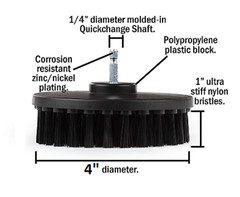2pcs 4 Inch Black Ultra Stiff Drill Brush for Heavy Duty Cleaning