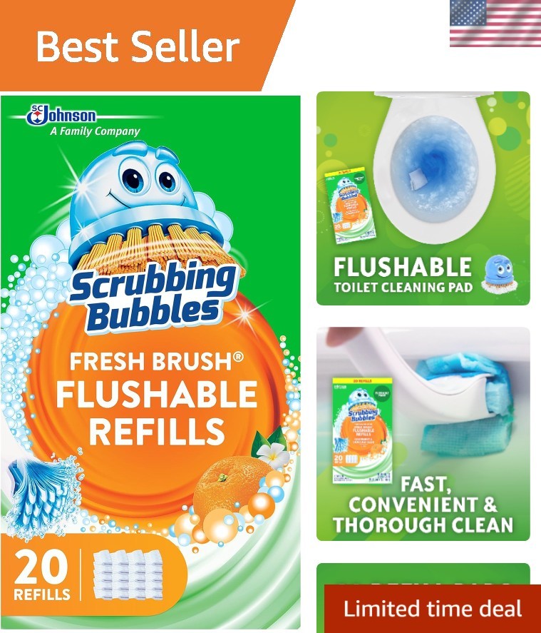 20 Citrus-Scented Flushable Toilet Bowl Cleaner Pads – Scrubbing Bubbles Refills