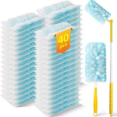 40 Count Duster Refills with 1 Short Handle & 3 ft Extendable Handle, with Sw…