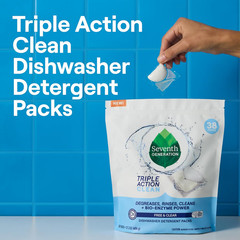 Triple Action Clean Automatic Dishwasher Detergent Packs with Bio-Enzyme Powe…