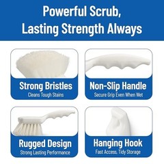 8″ Utility Scrub Brush with 2″ Nylon Bristles, Pistol Grip Handle, Commercial Cl
