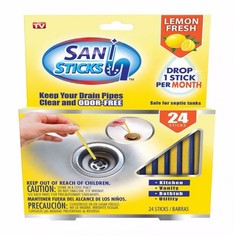 SANI 360° Sani Sticks Drain Cleaner and Deodorizer, 24 Count, Lemon Scent Enz…