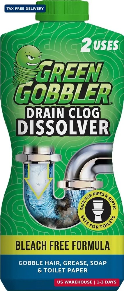 Green Gobbler Drain Clog Dissolver, Drain Opener-Cleaner ,Toilet Clog Remover, 3