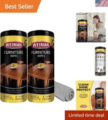 Luxury Wood Polish and Cleaning Wipes, UVX-15 Protection, 30 Sheets with Cloth