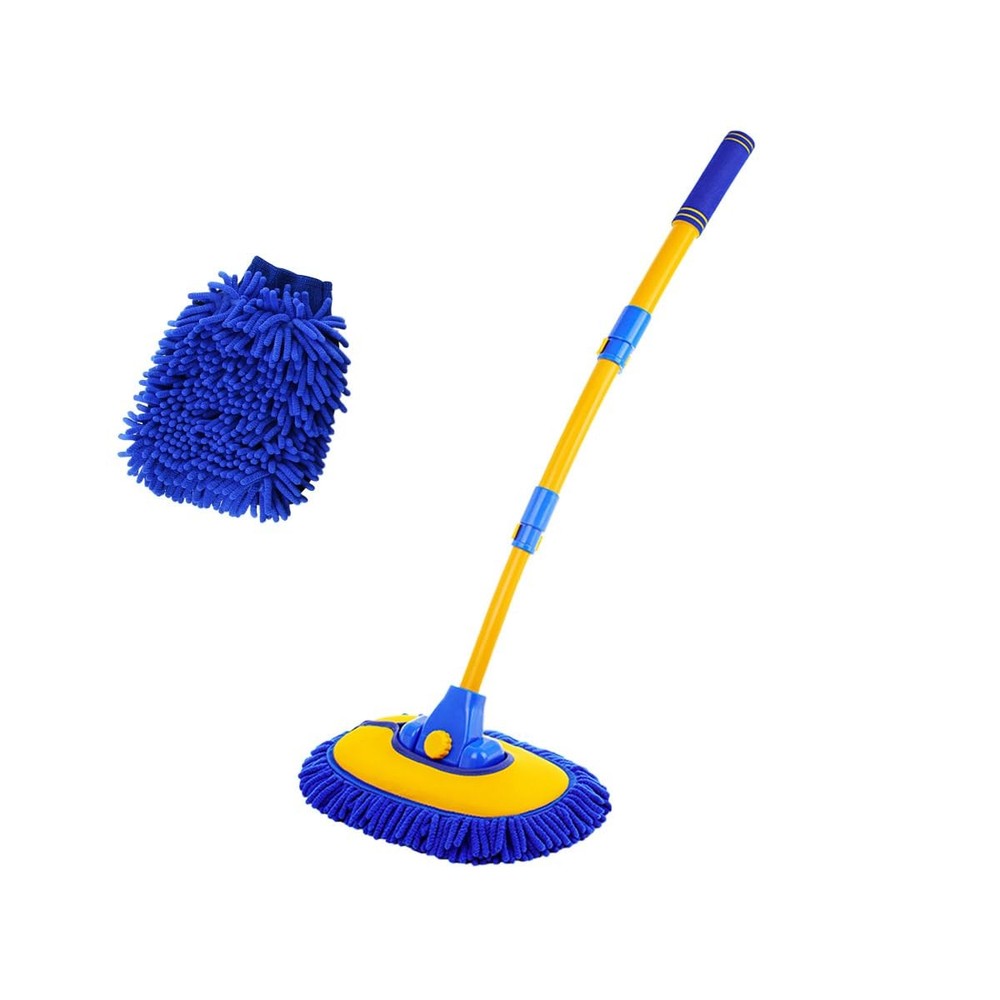 Car Wash Brush Kit, 40″ Auto Wash Mop with 15° Curved Extendable Long Handle,…