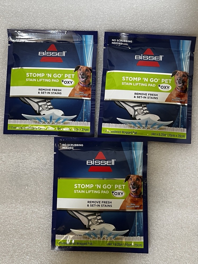 Bissell Stomp ‘N Go Pet Lifting Pads + OXY Stain Removal Carpet Rug Cleaner 3 Pk