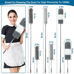 Microfiber Duster, 4PCS with Extension Pole(Stainless Steel) 30 to 100 Inches…