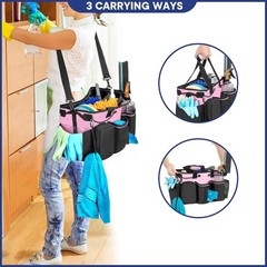 Portable Cleaning Supply Organizer, Pink Shoulder Strap