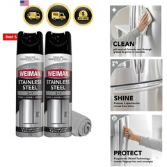 Stainless Steel Cleaner & Polish, 2 Pack Aerosol, Anti Fingerprint Spray Stai…