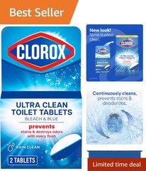 2 Count Bleach & Blue Toilet Tablets with Rain Clean Scent – Effortless Cleaning