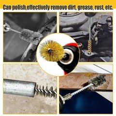 8 Pcs Bore Brush Set 304 Stainless Steel Brass Drill Wire Bore Cleaning Brushes