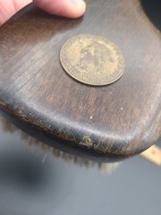 Vintage Swank West Germany Wooden Clothes Brush Julius Caesar Coin Accent 8″