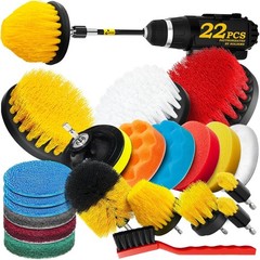 Holikme 22Pack Drill Brush Attachments Set,Scrub Pads & Sponge, Buffing Pads