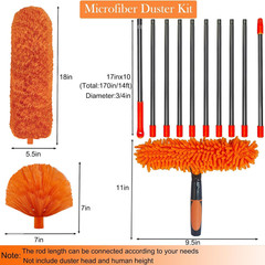 20+ Ft High Reach Duster Kit Extension Pole Ceiling Fan Cobweb Cleaner