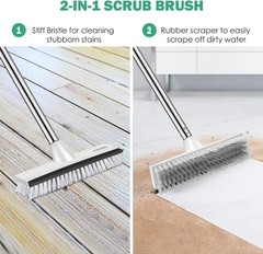 Floor Scrub Brush with Adjustable Handle Heavy Duty Stiff Bristle Tile Shower…