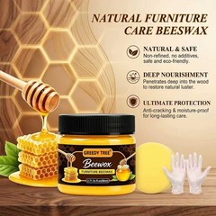Natural Wood Beeswax Polish, Furniture Floor Care Wax Restores Shine & Repairs