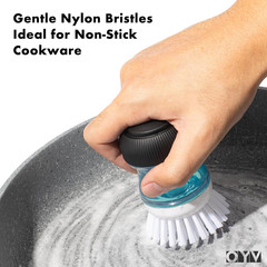 OYV Dish Scrub Brush with Soap Dispenser, Kitchen Brush for Dish Pot Pan Sink Cl