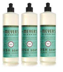 3 ~ Mrs Meyer’s Clean Day Dish Soap Cuts Grease Biodegradable Basil Scent 16 oz