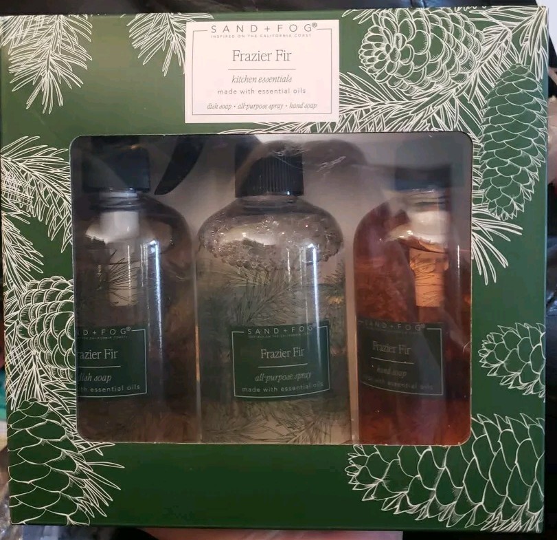 Sand + Fog FRAZIER FIR Kitchen Essentials 3 Piece Gift Set 10 Oz. Each Soap/Spra