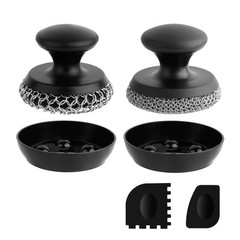 2PCS Chainmail Cast Iron Scrubber, Stainless Steel Cleaner for Pans & Woks