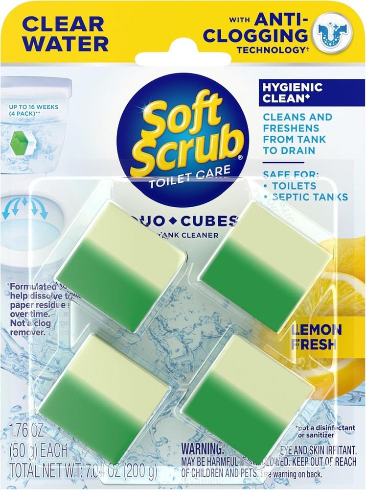 In-Tank Toilet Cleaner Duo-Cubes, Lemon Fresh, Clear Water, 4 Ct, Cleans & Fr…