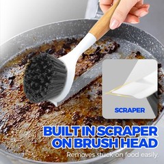 3 Pack Cast Iron Brush and Scraper with Bamboo Handle – Skillet Scrubber with…