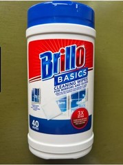 4 Cans Brillo Basics Cleaning Wipes For Mirrors and Glass Windows 40ct *NEW*