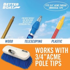 Medium Boat Deck Brush, Heavy-Duty Marine Brush Head, 8″ Bristle with Bumper,…