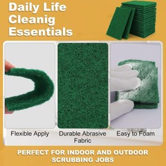 100 PCS Heavy Duty Scouring Pads 4×5.95 Inch Green Scrub Kitchen Scrubbers