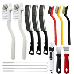 15Pcs Crevice Cleaning Brush Set, Hard Bristle Scrub Brushes Tools for Deep C…