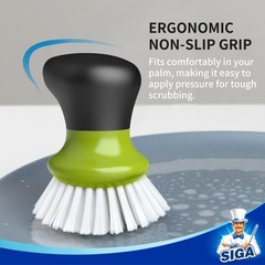 Dish Scrub Brush Palm Ergonomic Grip Kitchen Dishes Green 2 PCS